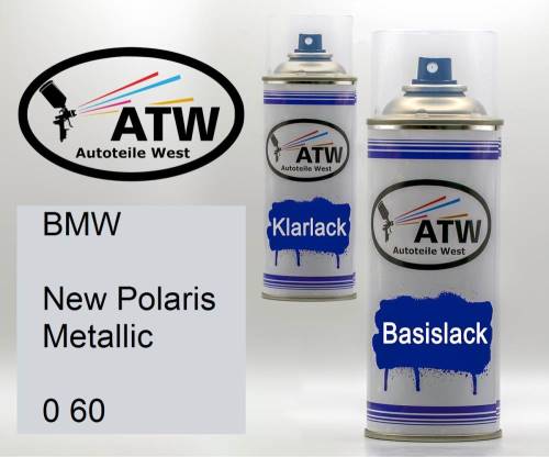 BMW, New Polaris Metallic, 0 60: 400ml Sprühdose + 400ml Klarlack - Set, von ATW Autoteile West.